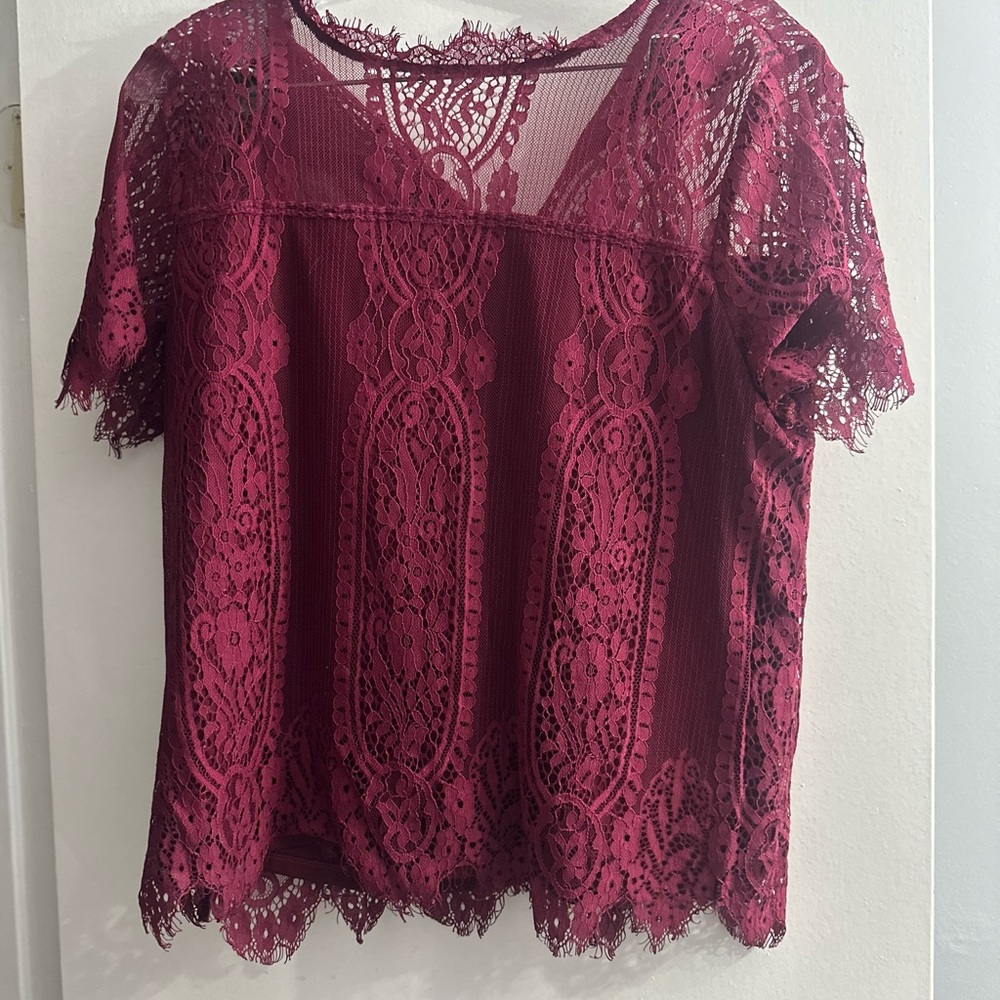 American Eagle Outfitters Burgundy Lace Blouse